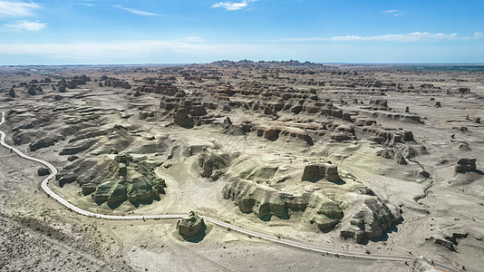 世界魔鬼城风景航拍5A景区乌尔禾世界魔鬼城俯瞰全景背景