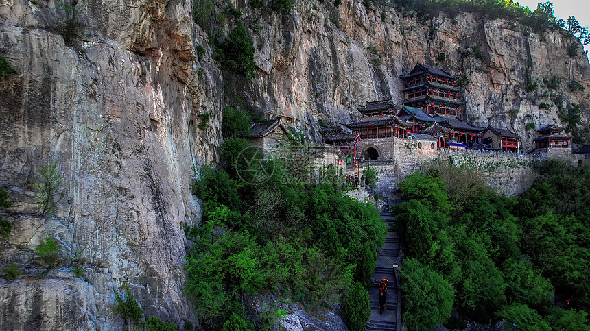 航拍5A景区河北邯郸娲皇宫景区主体建筑娲皇阁图片