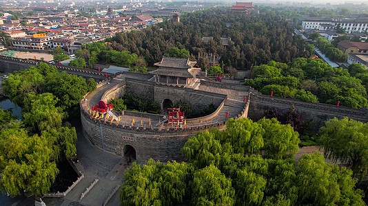 三亚旅游景点航拍5A景区山东曲阜孔庙景区城墙建筑背景