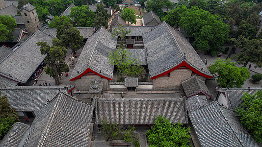 航拍5A景区山东曲阜孔府景区庭院建筑高清图片