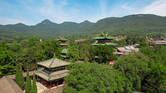 河南旅游航拍5A景区嵩山少林寺背景