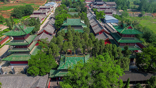 航拍5A景区嵩山少林寺建筑全景图片素材