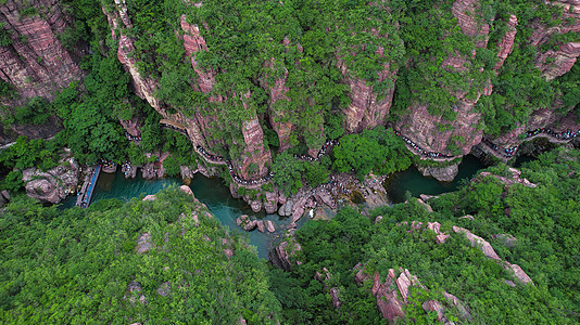 5A景区航拍河南云台山景区红峡谷景观区图片