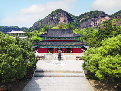 中国丹霞5A风景区世界遗产龙虎山正一观背景