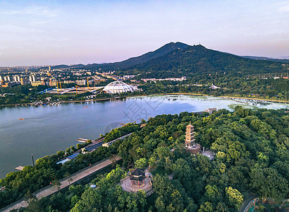 南京将军山江苏南京玄武湖航拍背景