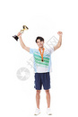 手握奖杯的运动员形象图片