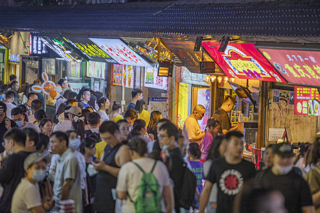 青岛站繁华夜经济夜市摆摊背景