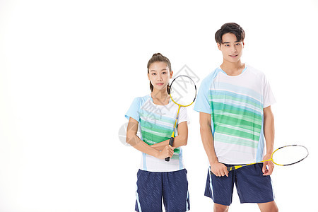 羽毛球男女混合双打运动员形象背景图片