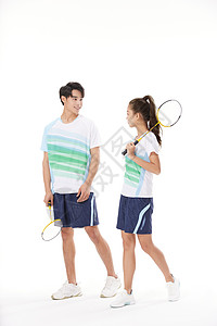 羽毛球男女混合双打运动员形象图片