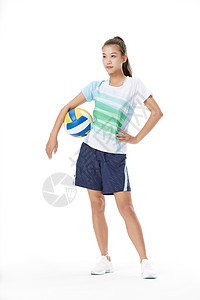 中国排球手拿排球的女运动员背景