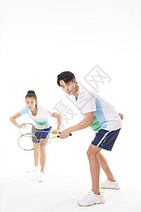 羽毛球男女混合双打运动员形象背景
