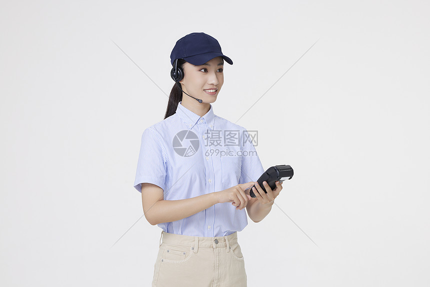 女客服递pos机图片