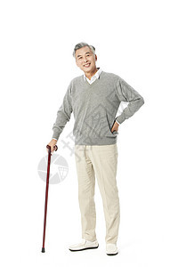 老年人拄着拐杖形象图片