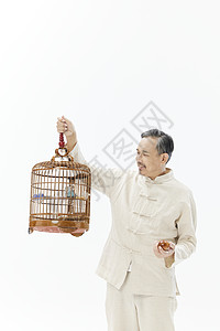 中老年男性遛鸟形象图片