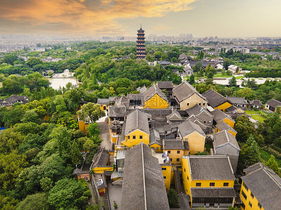 扬州旅游地标观音禅寺航拍图片