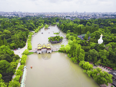 5A风景区扬州瘦西湖航拍小金山图片