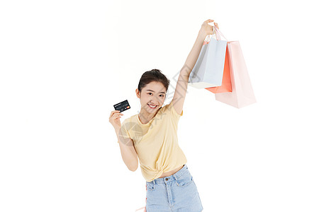 大学生消费女大学生用银行卡购物背景