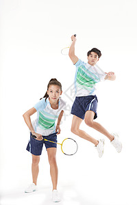 羽毛球男女混合双打运动员形象图片