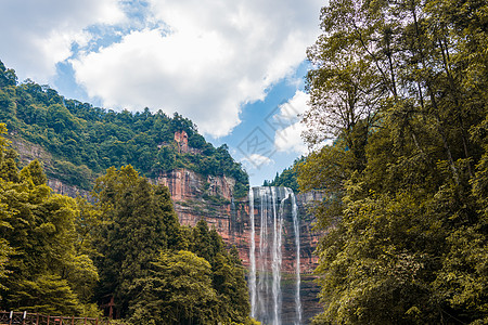 高曝光重庆四面山望乡台大瀑布背景