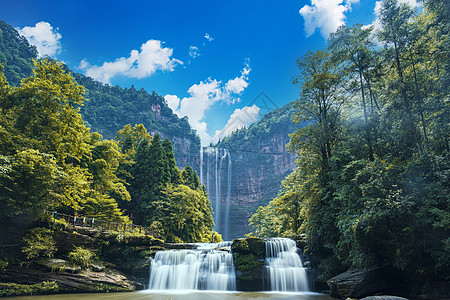 旅游宣传三折页重庆四面山望乡台大瀑布背景