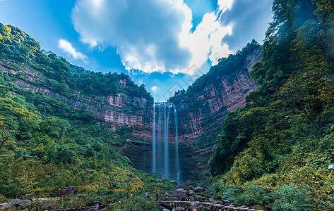 高曝光重庆四面山望乡台大瀑布背景