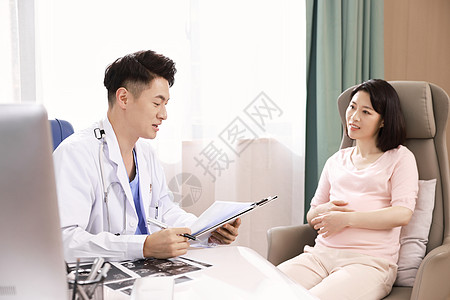 孕妇在医院做产前检查背景