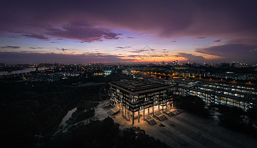 广州珠江新城珠江沿岸夜景航拍背景图片