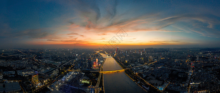 广州珠江新城珠江沿岸夜景航拍背景图片