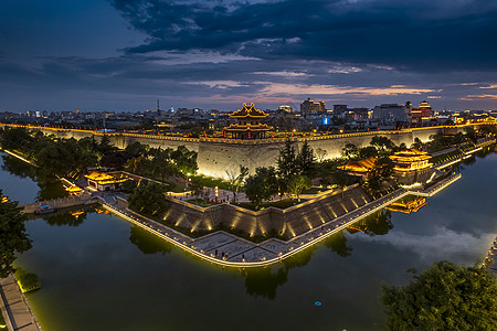 古典建筑夜景大美历史文化的西安背景