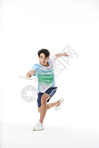 羽毛球运动青年形象图片