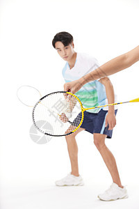 羽毛球运动青年形象图片