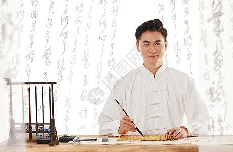 中国风男性书法写字传统图片