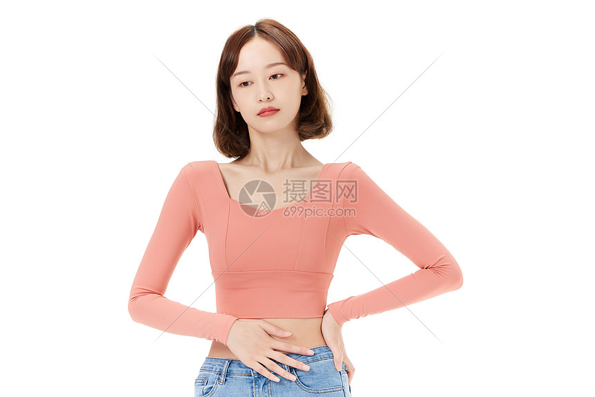 身体不舒服的傲娇女性形象图片