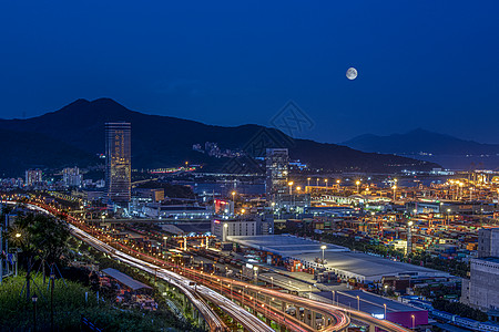 夜晚公路深圳盐田港背景