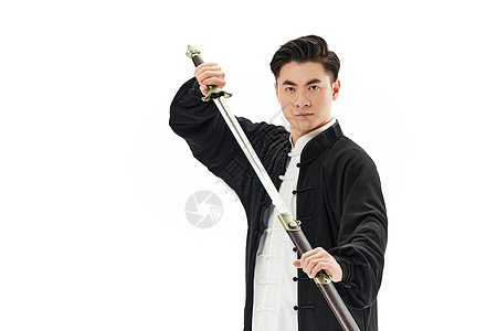 功夫形象拿着剑的中国风男性形象背景