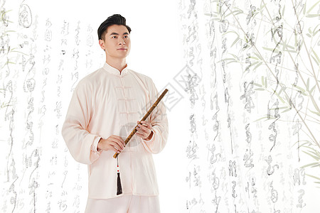 手拿笛子的中国风男性图片