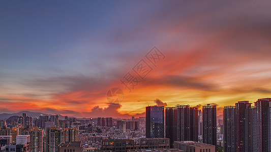 深圳中学深圳宝安中心的朝霞背景