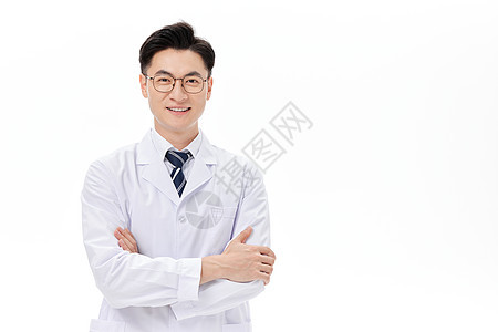 青年男性医生抱胸半身形象背景图片