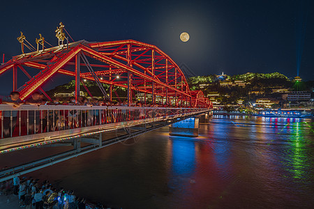 兰州中山桥夜景背景