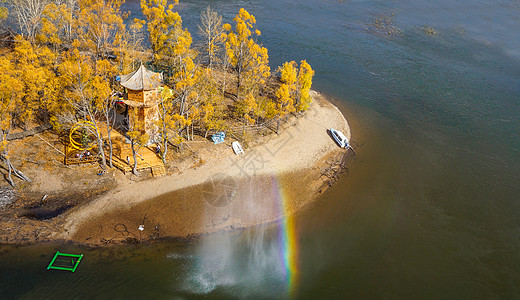 彩虹PSD额尔古纳湿地喊泉彩虹风光背景