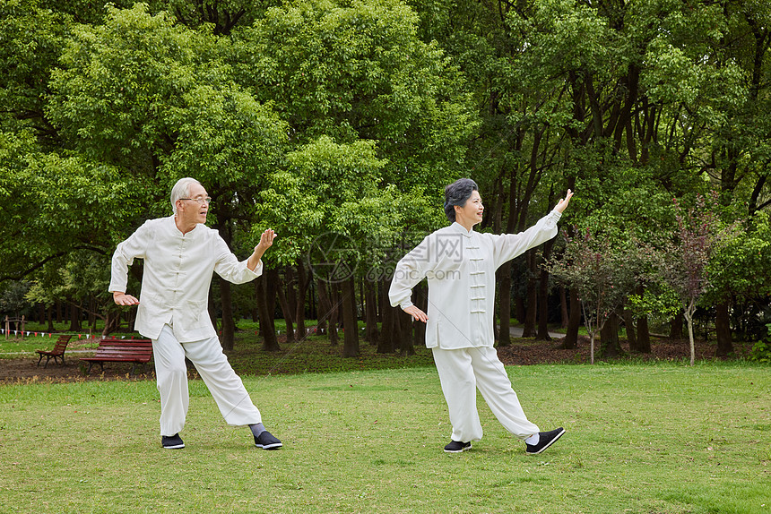 奶奶和爷爷公园打太极图片