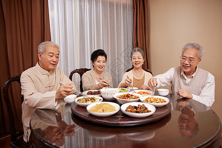 老年聚会吃饭聊天高清图片