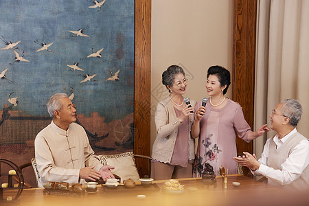 保护家人老年人聚会快乐唱歌背景