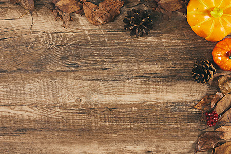 木质纹理上的秋季静物图片