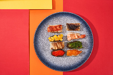 多彩色彩寿司背景素材图片