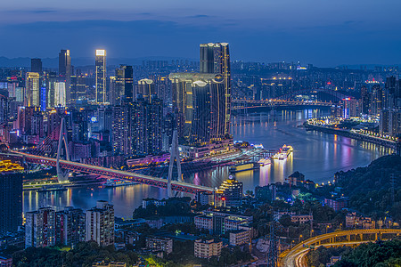 千厮门大桥重庆城市建筑夜景背景