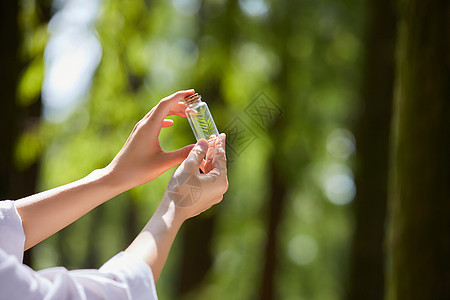 采集植物样本手部特写图片