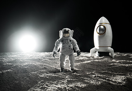 研发室太空登月创意小人微距背景