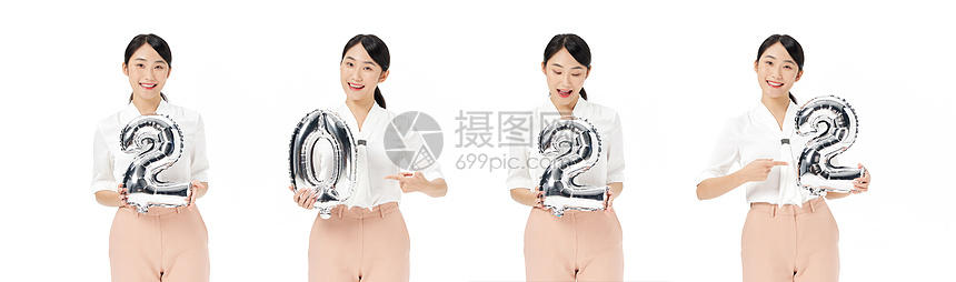 美女欢乐迎接新年2022图片