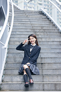 秋季美少女jk校服写真背景图片